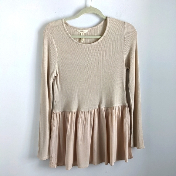 MATILDA Jane Ecru Waffle Tunic Modal M Peplum Neutral Cottage - Picture 2 of 10